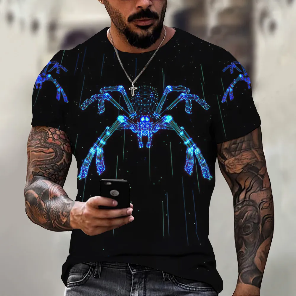 

Men's 3D Printing Fashion Casual Trend Harajuku Loose Fitting Sports Street Clothing Large Size Top Short Sleeved T-shirt.