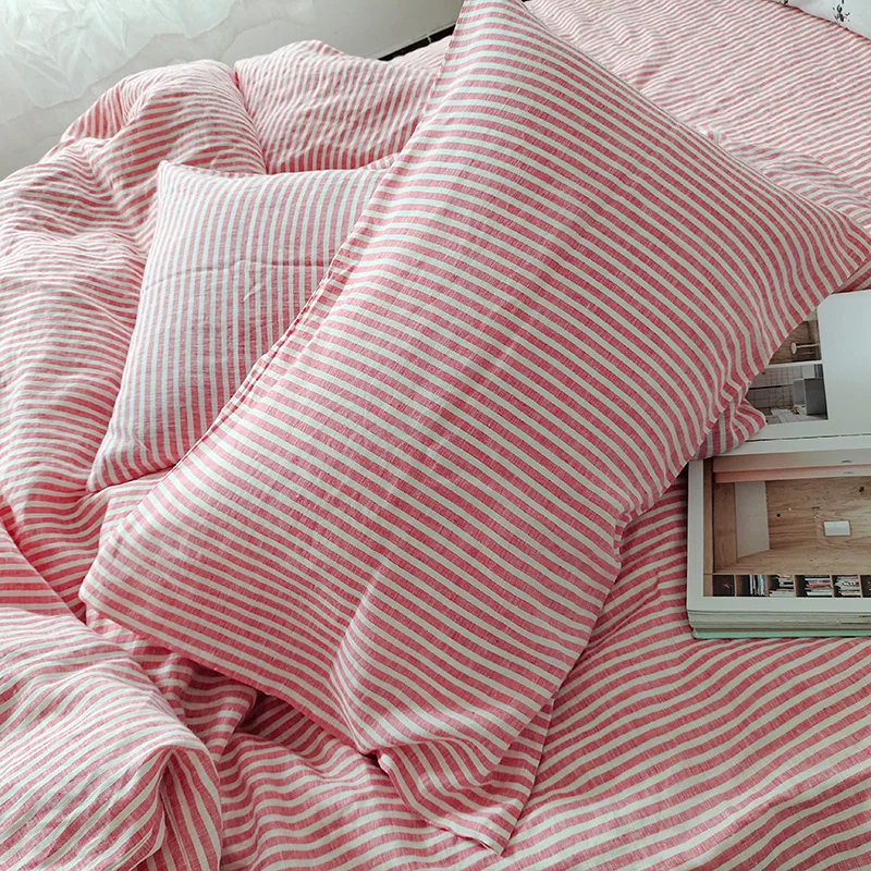 

100% Linen Striped Pillowcase Standard Pillow Cover with Envelope Closure End for Farmhouse Bedding Decorative Pillowsham TJ7872