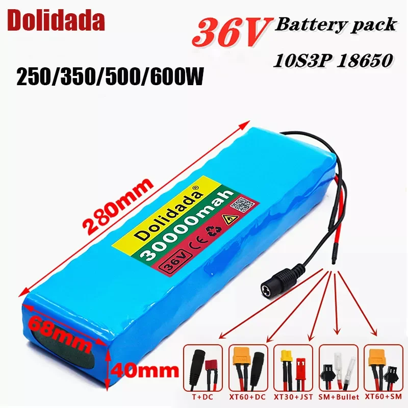 

2023New 202210s3p 36V 30ah battery eBike battery pack 18650 lithium ion battery 350W 500W high power electric scooter motorcycle