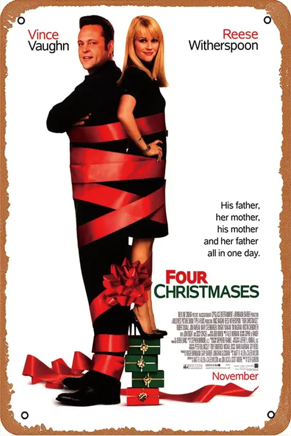 4 рождественских постера по мотивам фильма винтажный металлический жестяной