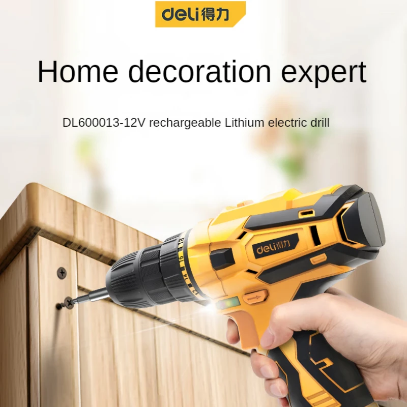 Электродрель Deli 12 В, шуруповерт, ударная двухскоростная литиевая аккумуляторная электродрель с прямыми и обратными электроинструментами
