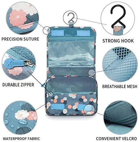 Travel Toiletry Bag ,Travel Bag for Women with Hanging Hook,Traveling Makeup Organizer,Waterproof Cosmetic Bag Container, Protab
