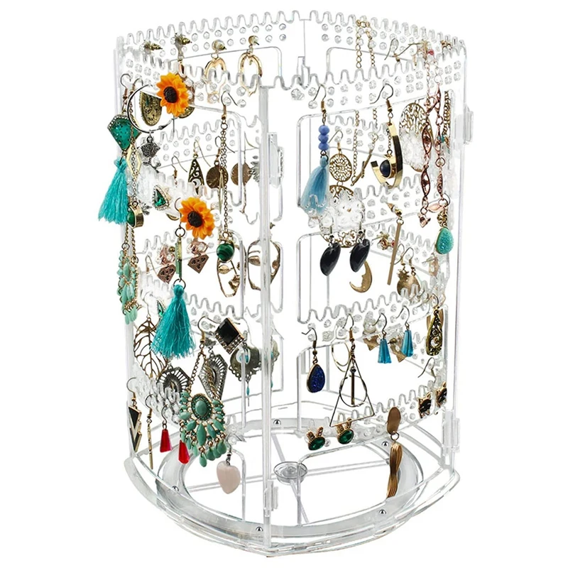 

Kili 360 Rotating Earring Holder Stand Clear Earrings Organizer, Acrylic Jewelry Storage Display Rack For Earrings Bracelets