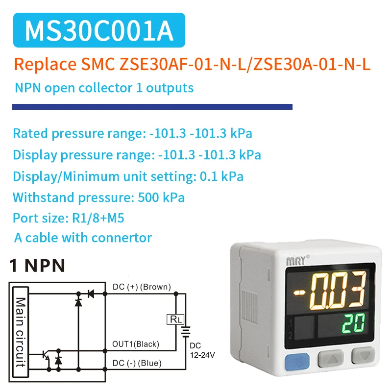 

Цифровой датчик давления ZSE30AF ISE30A SMC, электронный датчик давления, цифровой вакуумный манометр