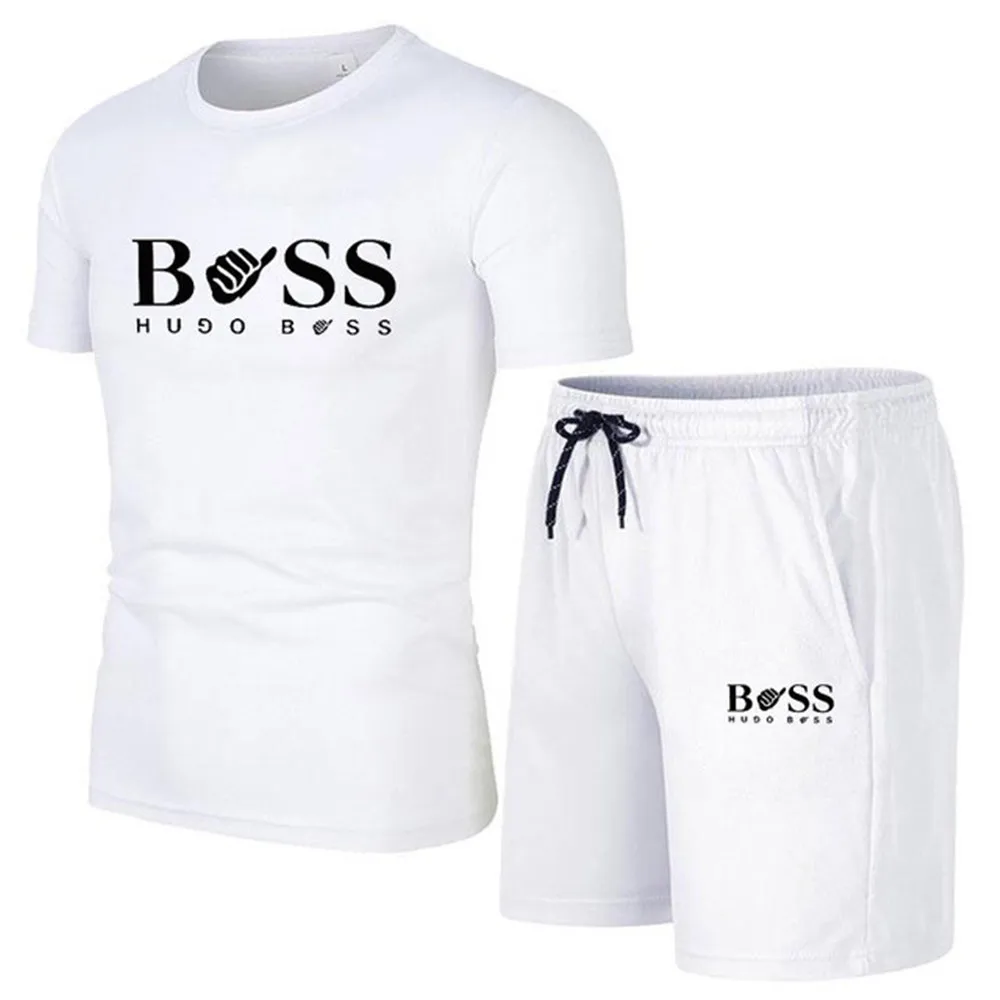 

Брендовая Повседневная модная футболка с принтом с коротким рукавом, спортивный костюм, летняя мужская футболка, шорты, костюм, спортивный ...