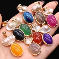 natural stone agate shell irregular pendant for jewelry makingdiy necklace earring accessories gems charm gift party 15x35mm 1pc
