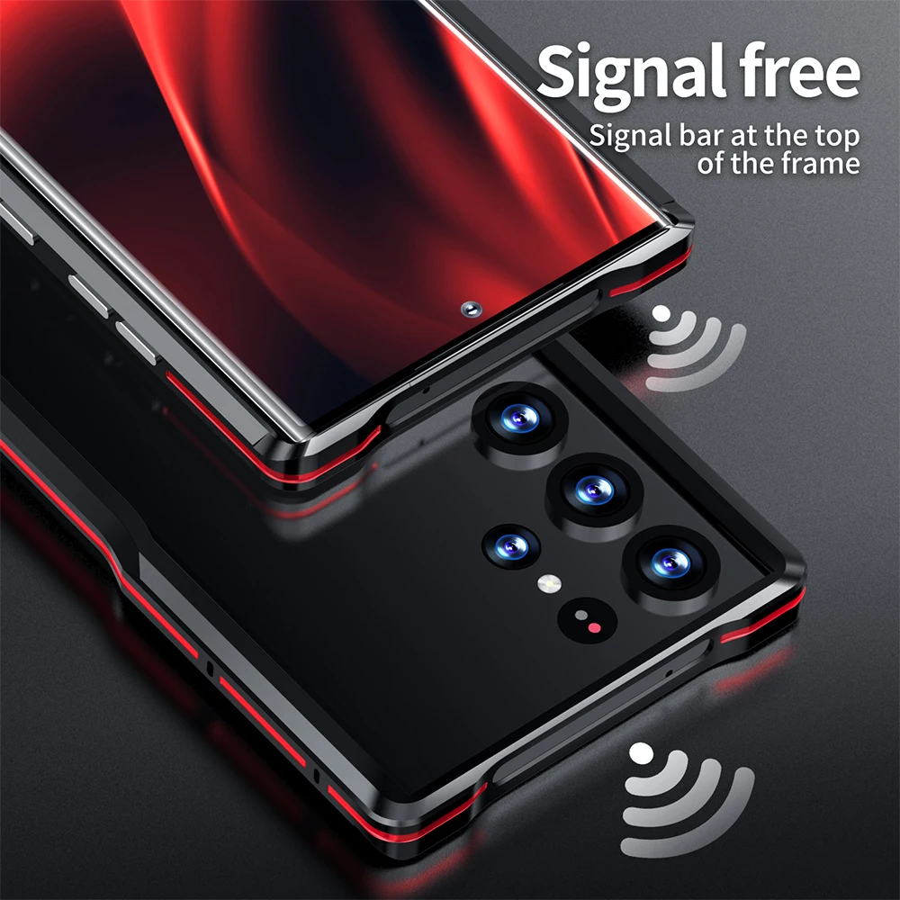 LUPHIE Luxury Metal Frame For Samsung Galaxy S23 Ultra S22 S21U Case Aviation Alloy Aluminium Protect Cover Skin With Back Film