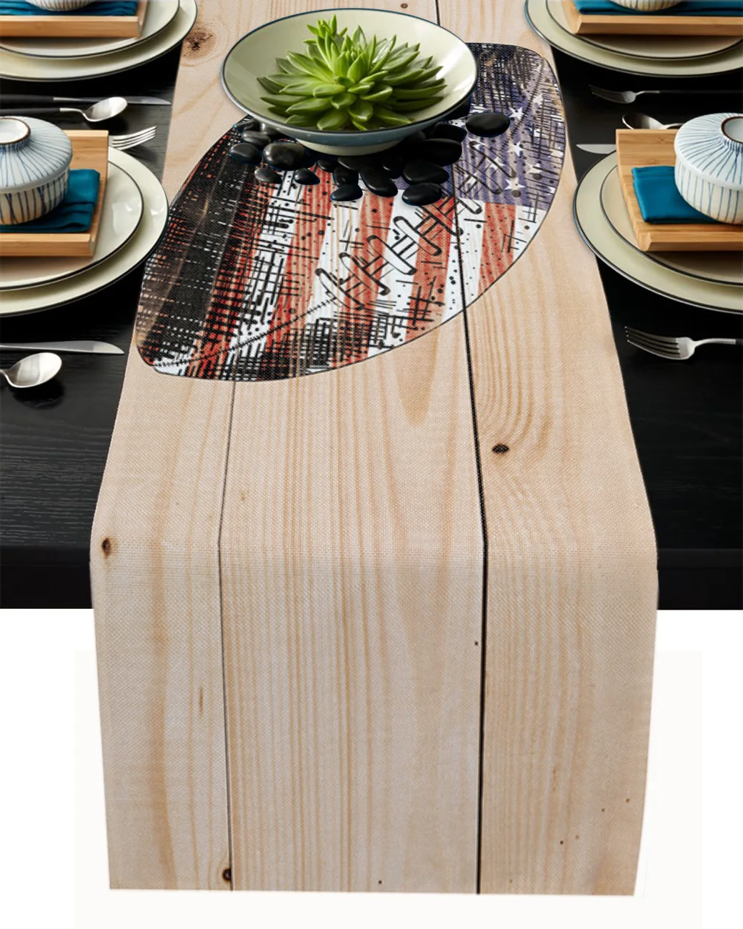 

Vintage Wood Grain American Flag Basketball Tablecloth Table Runner Decoration Home Decor Dinner Table Decoration Table Decor