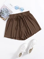 knot waist solid shorts