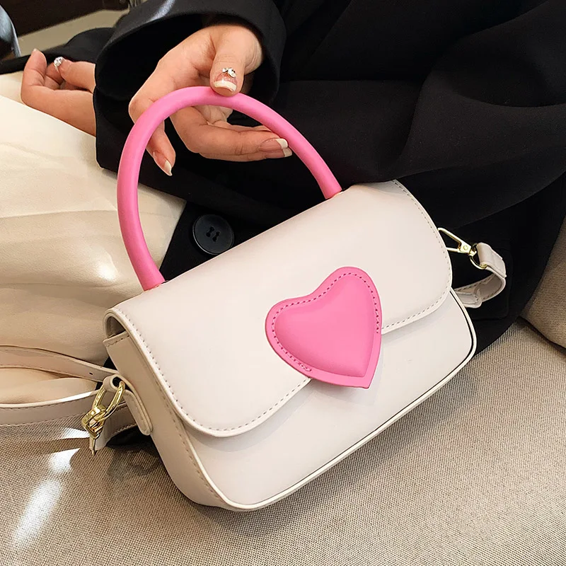 

2022 Sweet Love Shape Small PU Leather Crossbody Sling Bags for Women Trendy Fashion Brand Ladies Luxury Shoulder Bag Cute Totes
