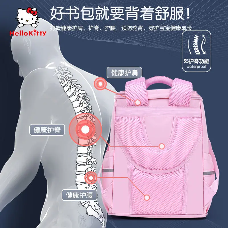Hello Kitty Schoolbag Primary School Girls Grade 16 Girls Children's Spine Protection Burden Alleviation Backpack Lightweight