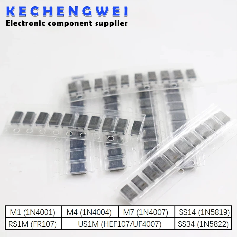 7 видов*10шт=70шт/лот SMD диодный комплект / M1 (1N4001) M4 (1N4004) M7 (1N4007)/ SS14 US1M RS1M SS34 KIT