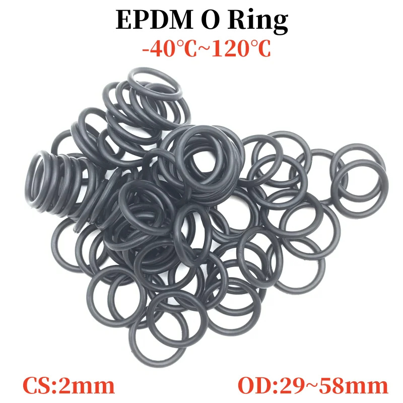 

30pcs EPDM O Ring Sealing Gasket CS 2mm OD 29mm~58mm EPDM Automobile Round O Type Washer Corrosion Oil Resistant Sealing Gaskets