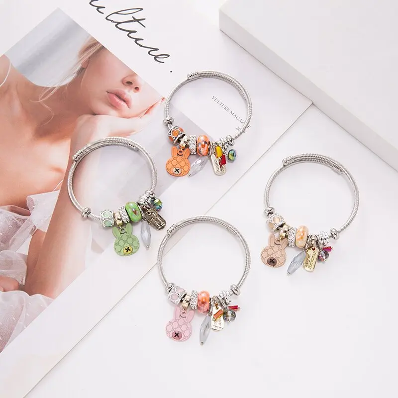 

DIY креативные регулируемые браслеты из нержавеющей стали с опаловыми бусинами