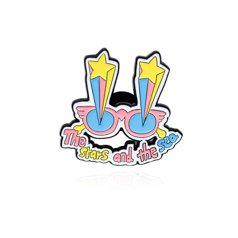 Красочная эмалированная брошь в виде звезды солнцезащитных очков милые крутые