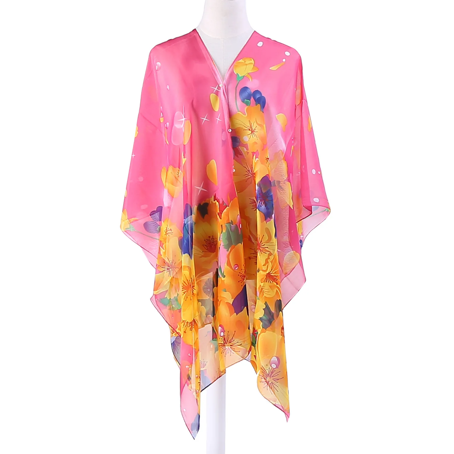 

Новинка 2022, корейский женский шарф из искусственного шелка, шифоновая шаль с принтом, дамский плащ с защитой от УФ-лучей, бледно-красные наки...