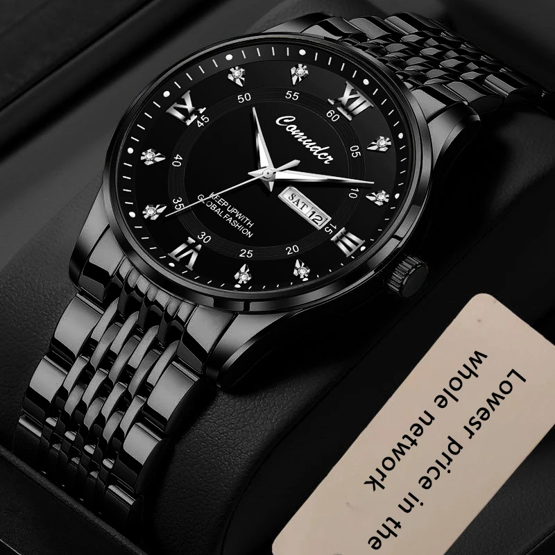 

COMUDIR 2023 Fashion Watch Men Stainless Steel Top Brand Luxury Waterproof Luminous Wristwatch Mens Watches Sports Quartz Data C