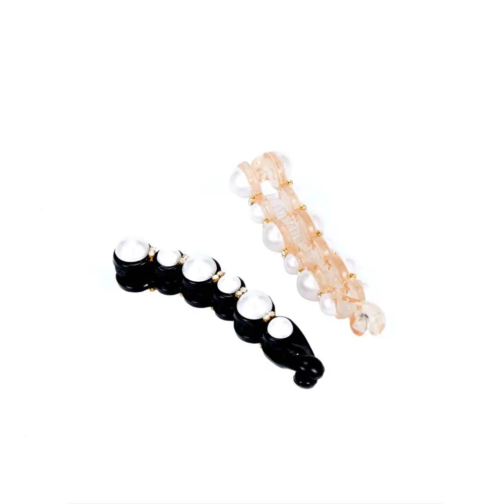 

Special Design Headwear Simulated Pearls Orange&Black Hair Accessories Banana Clips Women Hairpins Crystal Hairpin