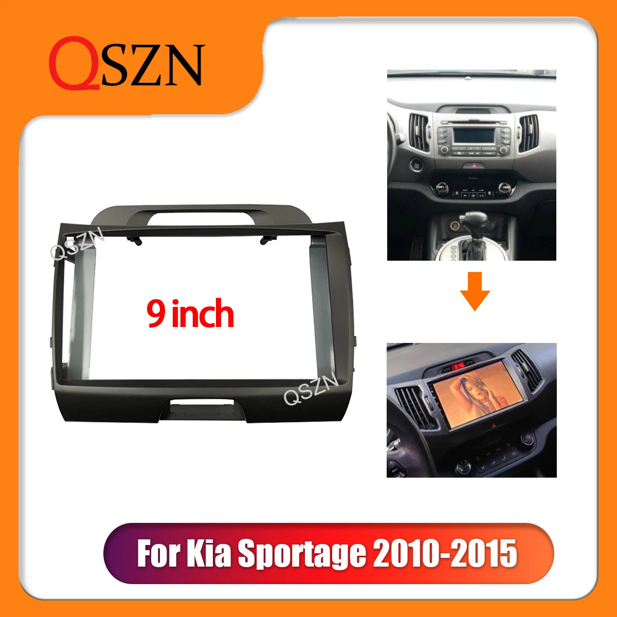 

QSZN 9 Inch Car radio Frame Fascia For KIA SPORTAGE 2010-2016 With Cable Audio Trim Panel Dashboard Mount Kit 2 Din DVD Stereo
