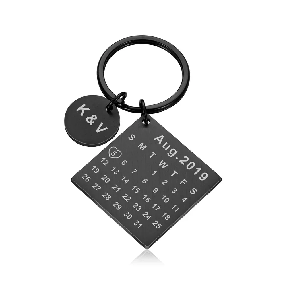 

Personalized Calendar KeyChain Ring Custom Stainless Steel Engrave Date Wedding Keyring Gift Support Dropshipping/Wholesale