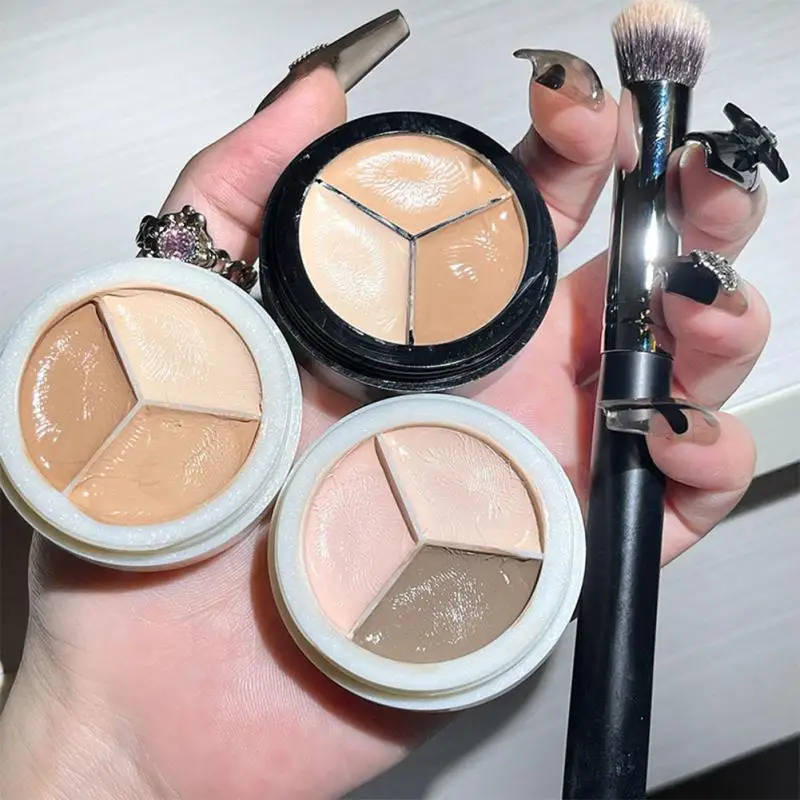 

Three-color Concealers Disc Concealer To Cover Face Spots Acne Marks Dark Circles Tear Ditch Light Shadow Moisturizing Makeup