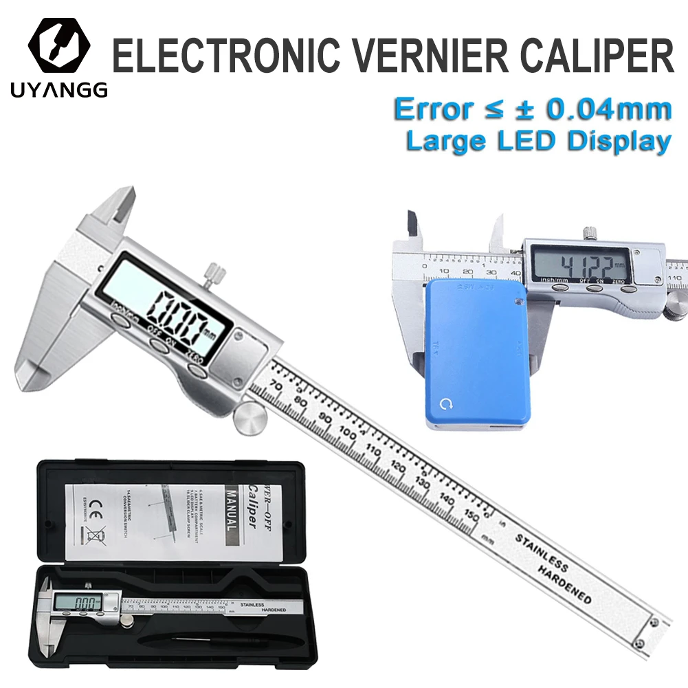 

UYANGG Digital Caliper 150mm Vernier Caliper 6 Inch Stainless Steel Instrument Depth Micrometer Measuring Tool