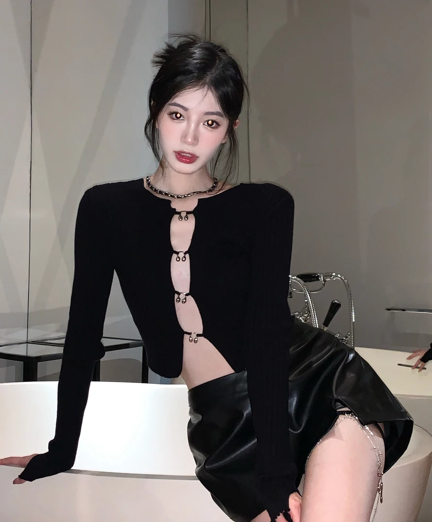 Women Knitwear Design Feels Sexy Sweater with Short Bottoming Top In Autumn Genshin Impact Aesthetic Kawaii Clothes Fashion Y2k