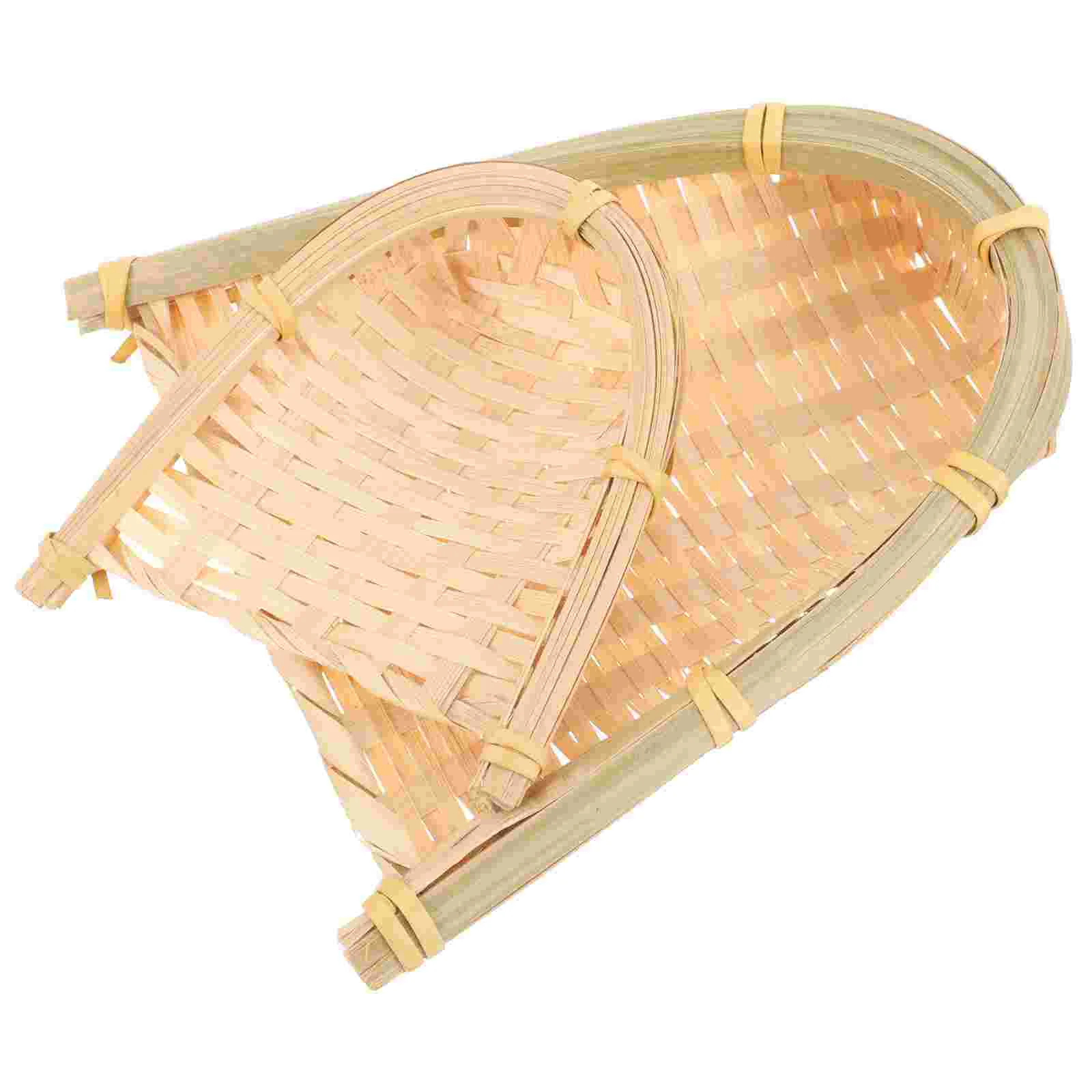 

2 Pcs Open Small Dustpan Desktop Organizer Woven Baskets Shelves Household Storage Box Tray Shelf Potato Bamboo Food Bins