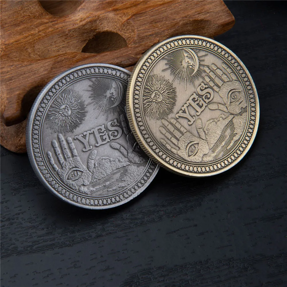 

Yes/No Gothic Prediction Decision Coin All Seeing Eye Or Death Angel Nickel USA Morgan Dollar Coin