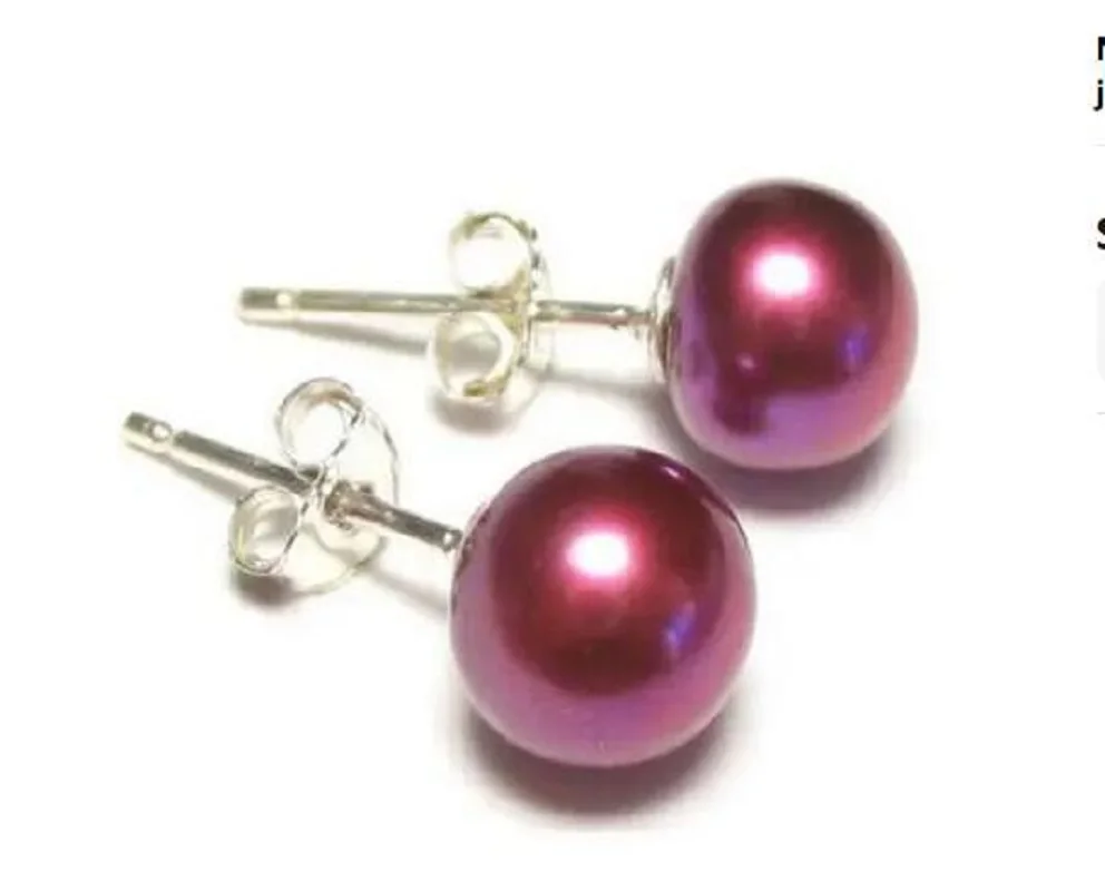 

New Charming AAA 10-11mm South Sea Red Suntd Pearl Earrings 14k fine jewelry