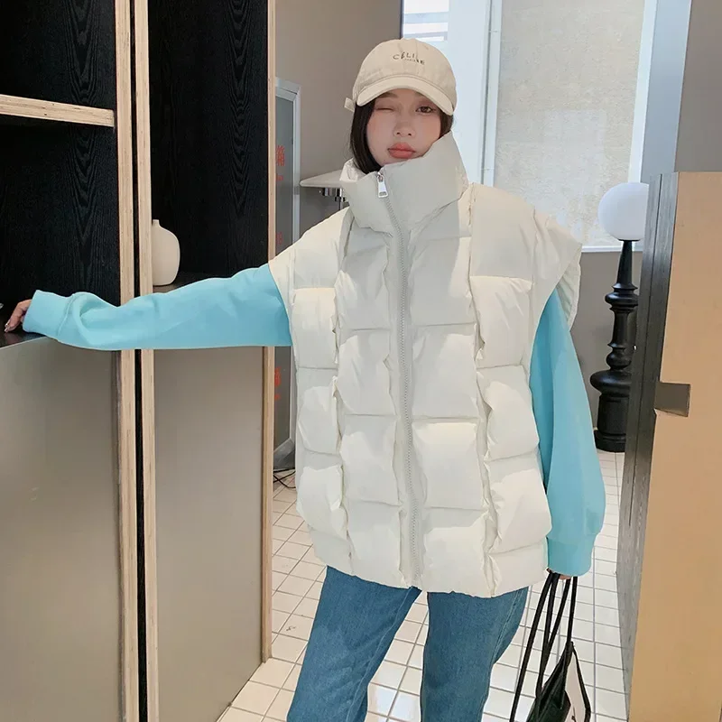 Зимний шикарный теплый хлопковый жилет женский кардиган без рукавов вязаная