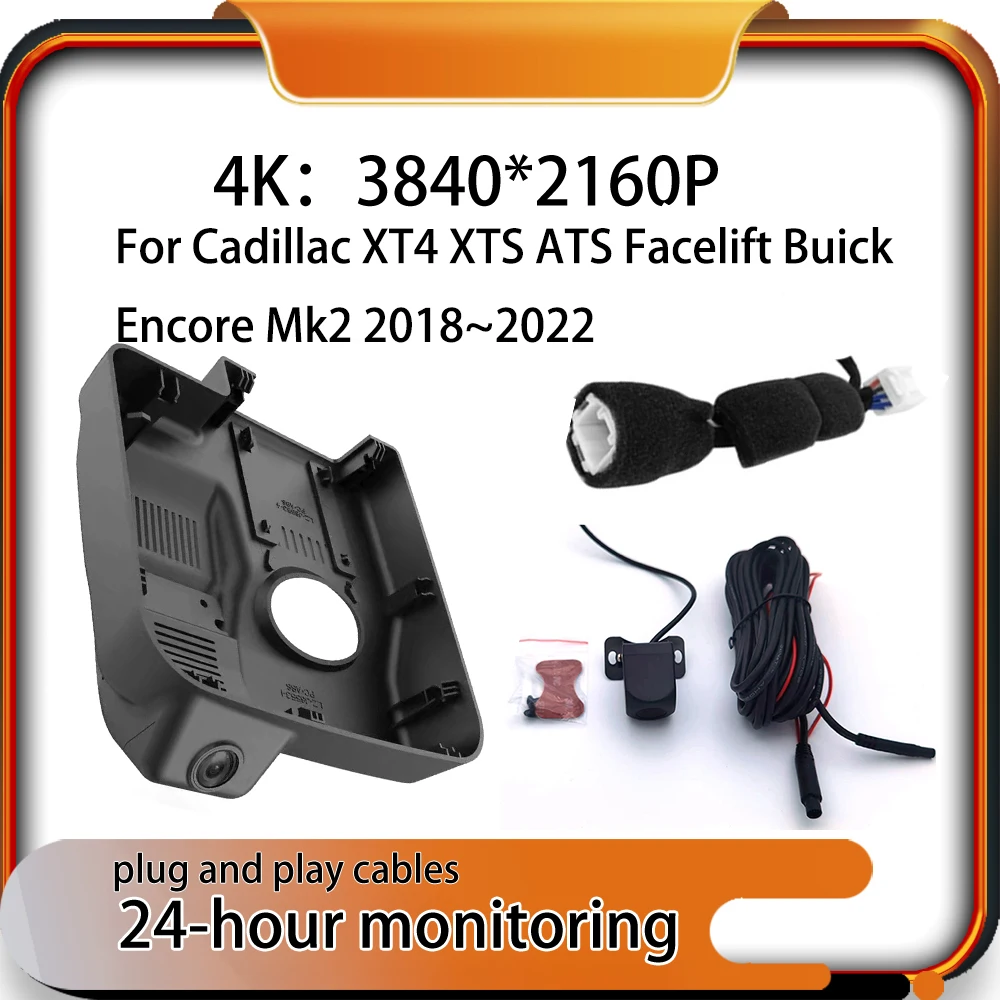

New Plug and Play Car DVR Dash Cam Recorder Wi-Fi GPS 4K 2160P For Cadillac XT4 XTS ATS Facelift Buick Encore Mk2 2018~2022