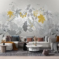 custom 3d photo mural wallpaper modern plant leaves retro lines golden tv background wall mural painting papel de parede tapety