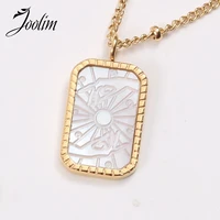 joolim jewelry wholesale no fade light luxury sun square shell necklace waterproof gold jewelry