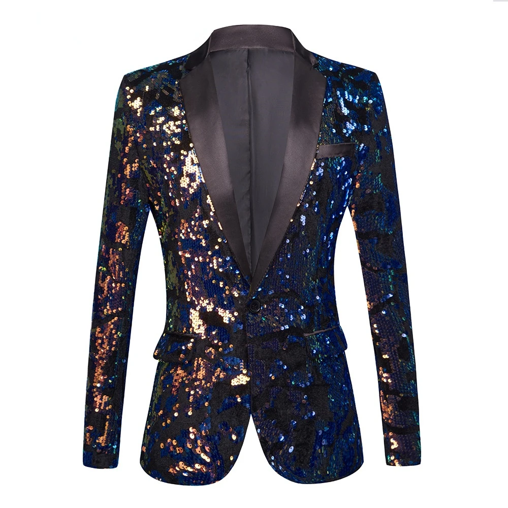 

Luxury Shawl Lapel Blazer Designs Plus Sequins Suit Jacket DJ Club Stage Singer Clothes Nightclub Blazer Wedding Party Dress