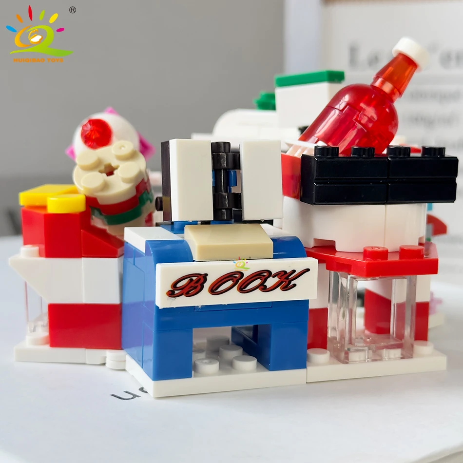 HUIQIBAO Moc архитектурный уличный вид строительные блоки ресторанный магазин