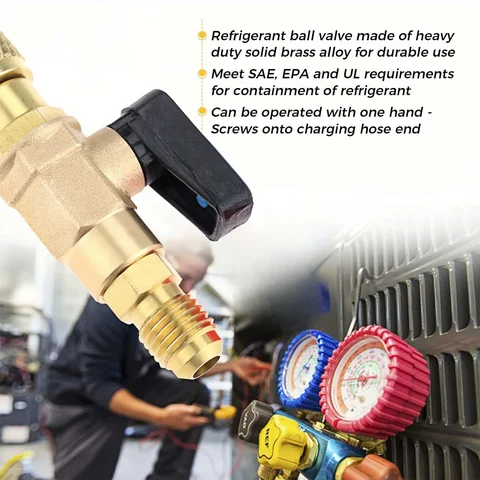 Адаптер шарового крана из трех частей, адаптер шарового крана с прямым стопором для заправочного шланга R22, поплавковый клапан для инструмента хладагента HVAC