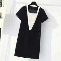 womens clothing 2022 new summer french black dress straight casual cotton square collar regular vestido