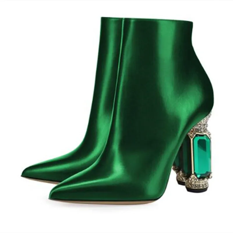 

Сексуальные женские сапоги SHOFOO Каблук высотой около 10,5 см. Ботильоны. Каблук с кристаллами и бриллиантами. Остроносые туфли. Модный банкет