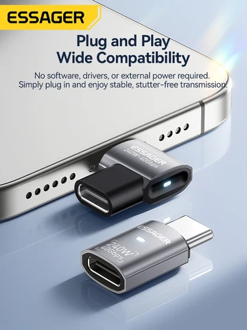 Essager USB4.0 40 Гбит/с OTG конвертер 240 Вт доставка питания под прямым углом USB C адаптер передачи данных для телефона Macbook планшета 8K60 Гц