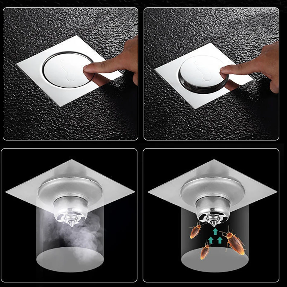 Выдвижная напольная решетка из нержавеющей стали для ванной и душа отходов