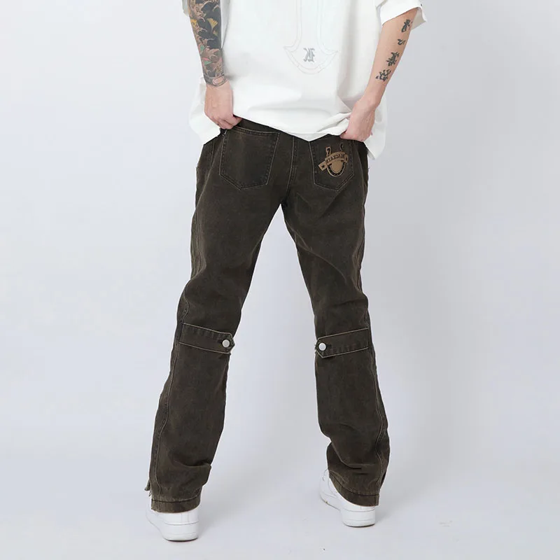 Four Seasons Men's Jeans Straight Fit Men's and Women's Hip Hop Y2k Pants Streetwear High Quality Workwear Jeans Ins Hot Sale