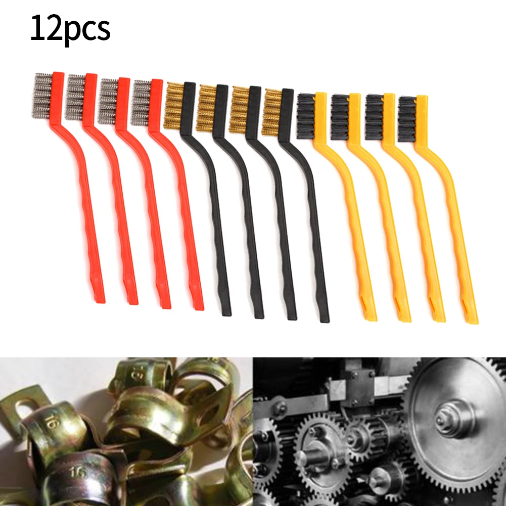 

12pcs Wire Brush Mini Metal Remove Rust Brushes Brass Cleaning Brushes Polishing Metal Brushes Cleaning Tool Home Kit Wire Brush