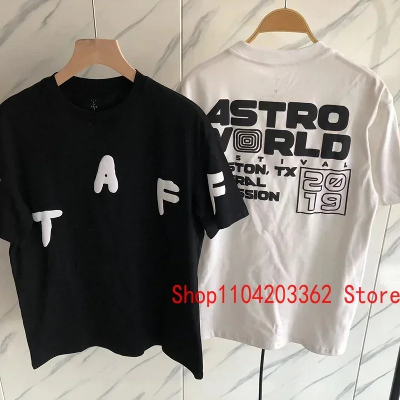 Черная белая футболка Cactus Jack STAFF Foaming Letter Print Tee