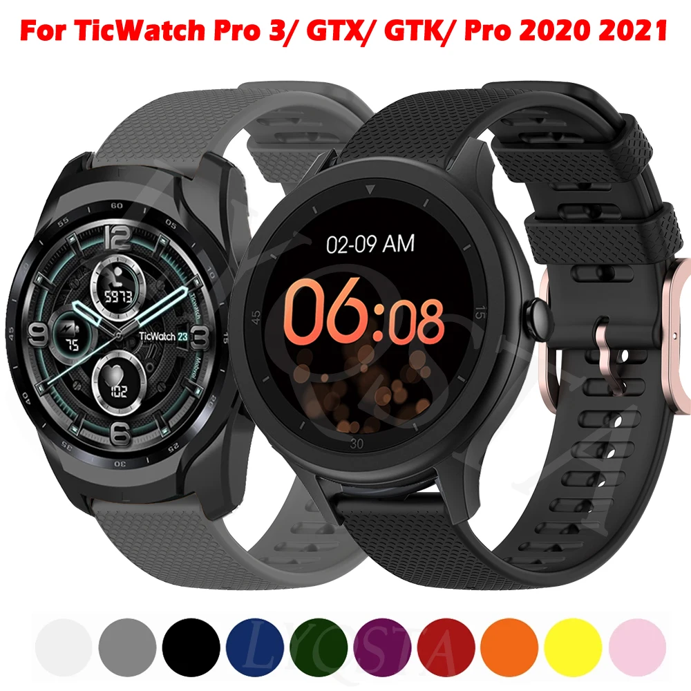 

Силиконовый сменный ремешок для наручных часов, 20/22 мм, для TicWatch Pro 3 2020 2021, браслет для умных часов ProX Pro X, браслет для GTX GTK GTA
