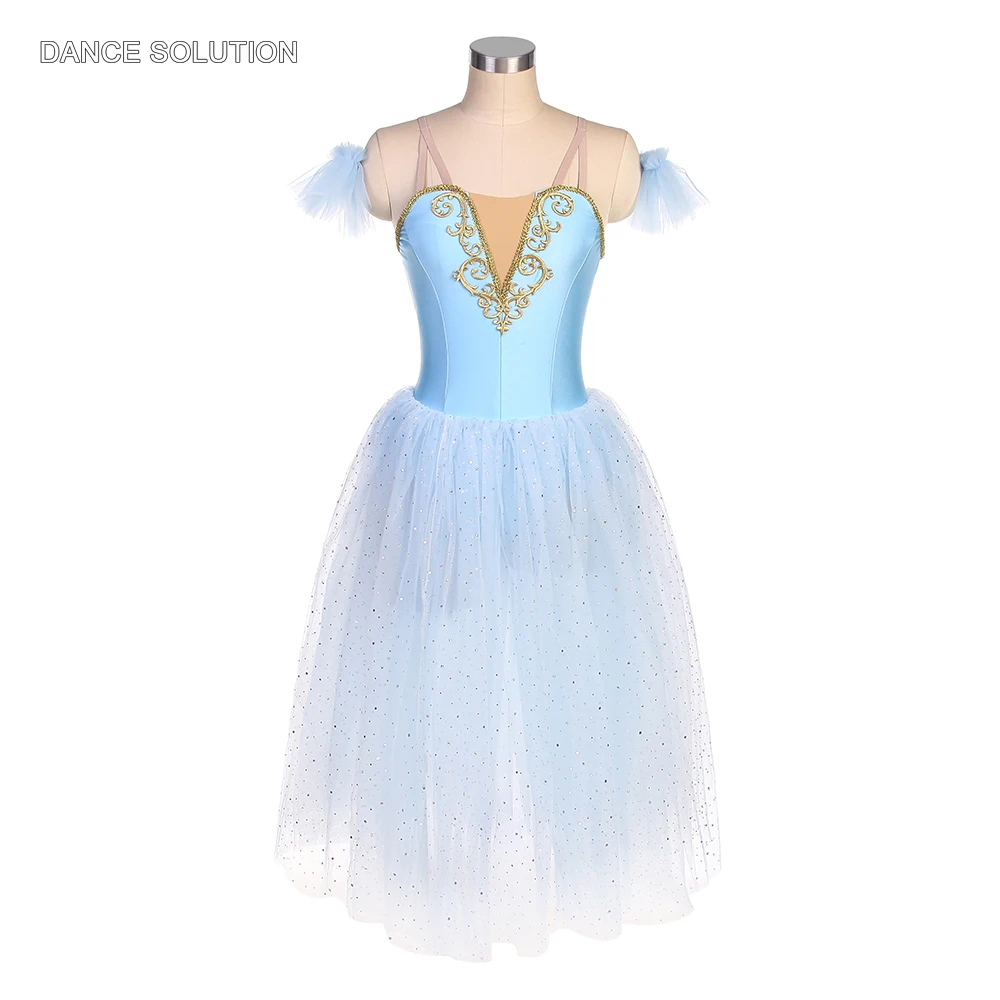 

Sky Blue Spandex Bodice Ballet Tulle Dress Romantic Ballet Tutu Costumes for Girls & Women Stage Performance Dancewear 21317