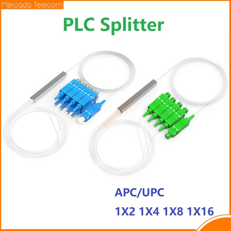 Free shipping 10pcs/lot 1X2 1X4 1X8 1X16 PLC Fiber Splitter SC/APC SC UPC 0.9mm G657A1 PVC 1m FTTH Fiber Optical Splitter FTTH