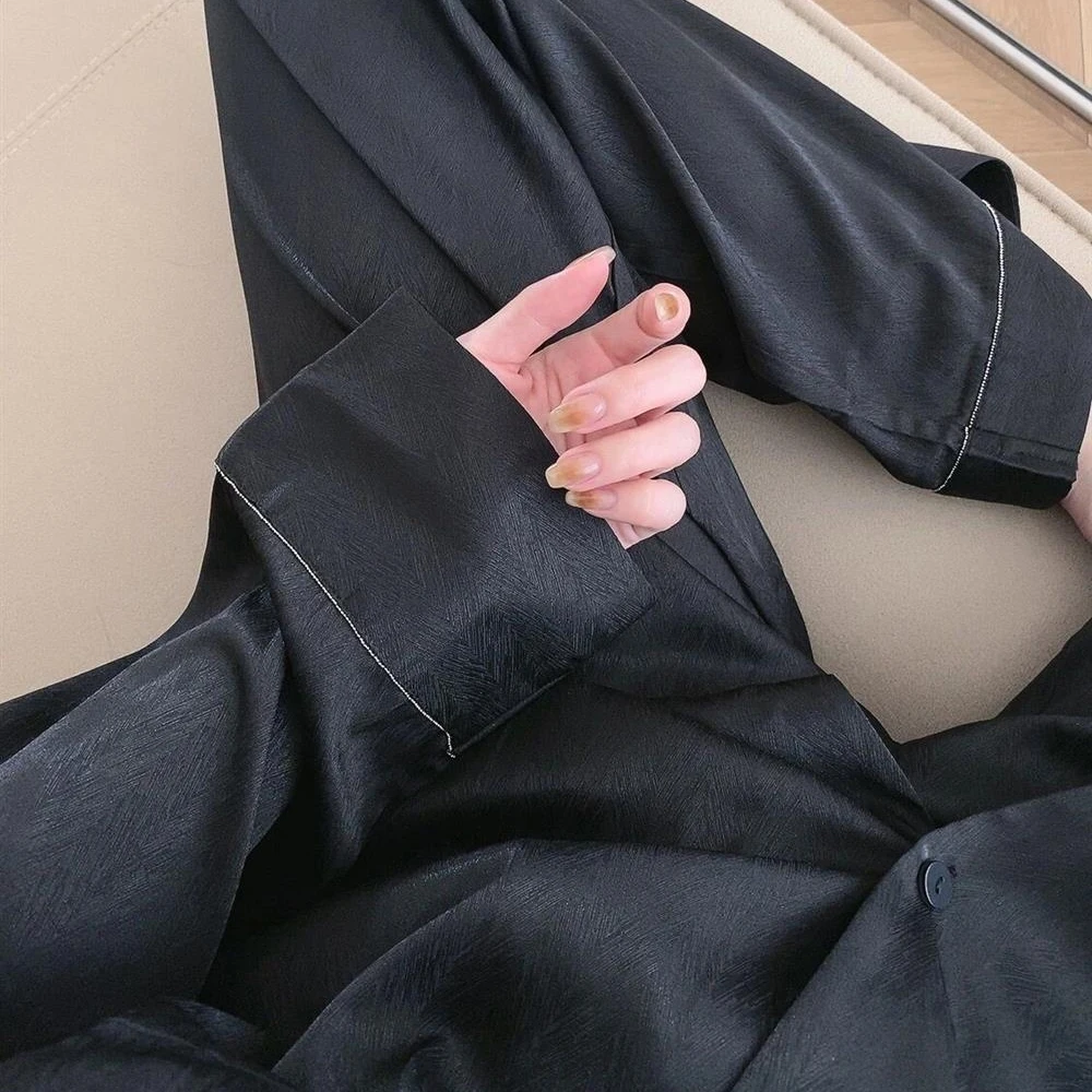 CAIYIER Luxury Solid Color Ladie Pajamas Set For Women Turn-down Collar Cardigan Sexy Nightwear Winter Soft Lounge Homewear Suit