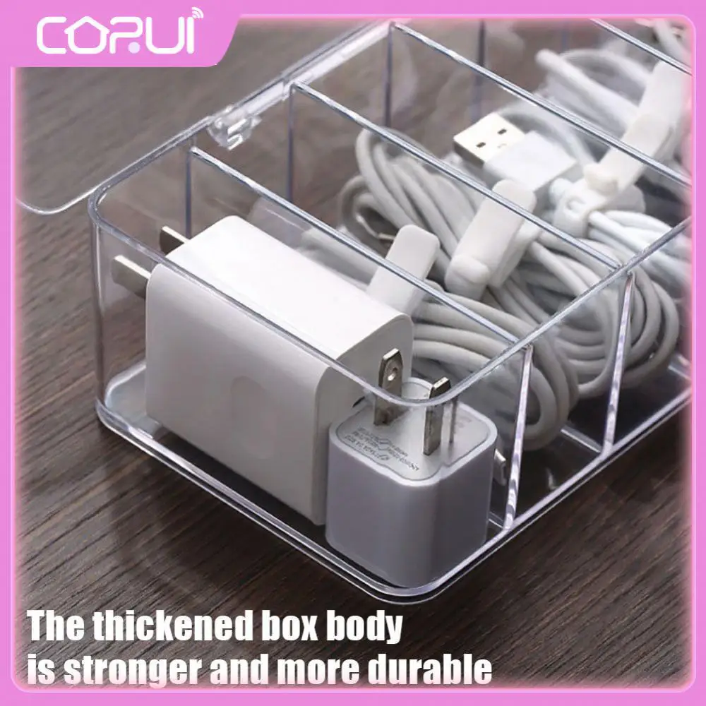 

Desktop Data Cable Storage Case Material Portable Charging Cable Power Cord Buckle Dustproof 8 Cells Storage Box Hub Sorting Box