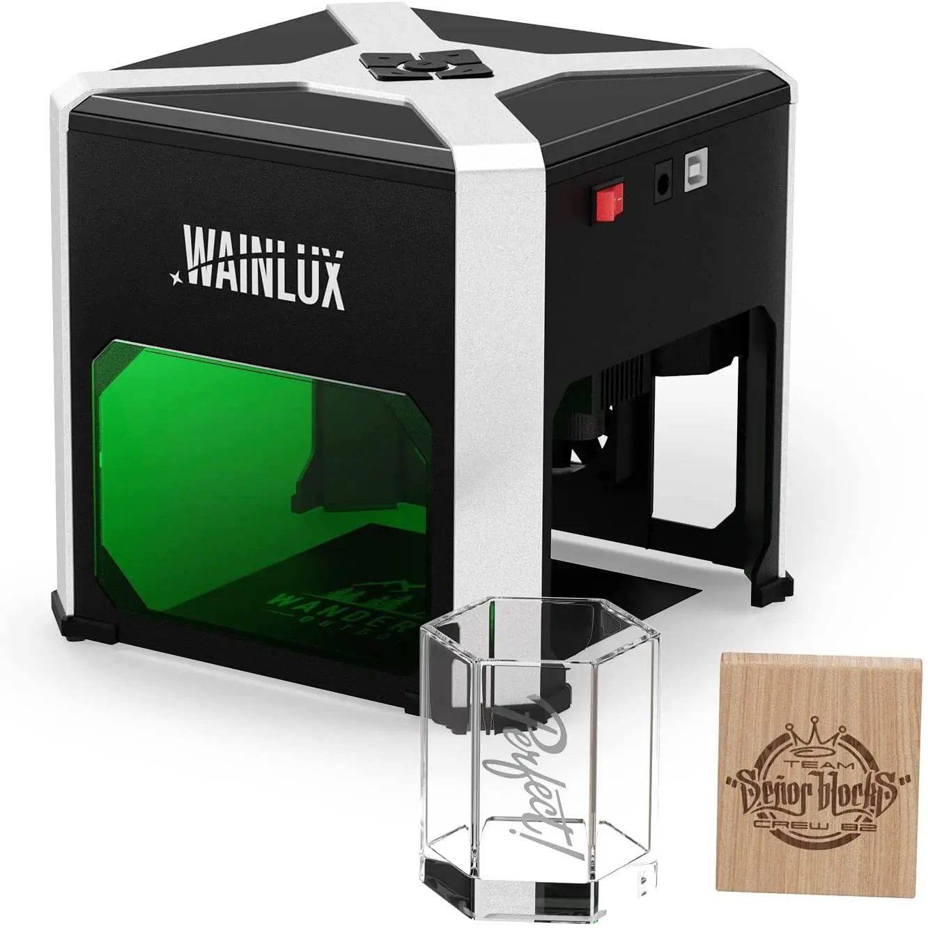 Лазерный гравер Wainlux K6 Pro портативный лазерный 80*80 мм с ЧПУ поддержка дерева и